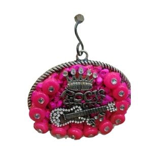 Rock Guitar Pink and Silver Pendant